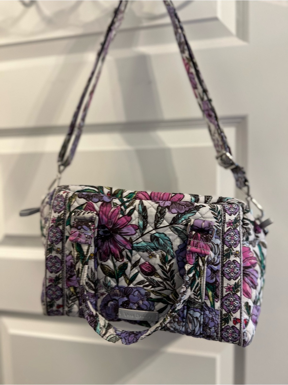 Vera Bradley Floral Quilted Shoulder Bag in Purple, Pink and White